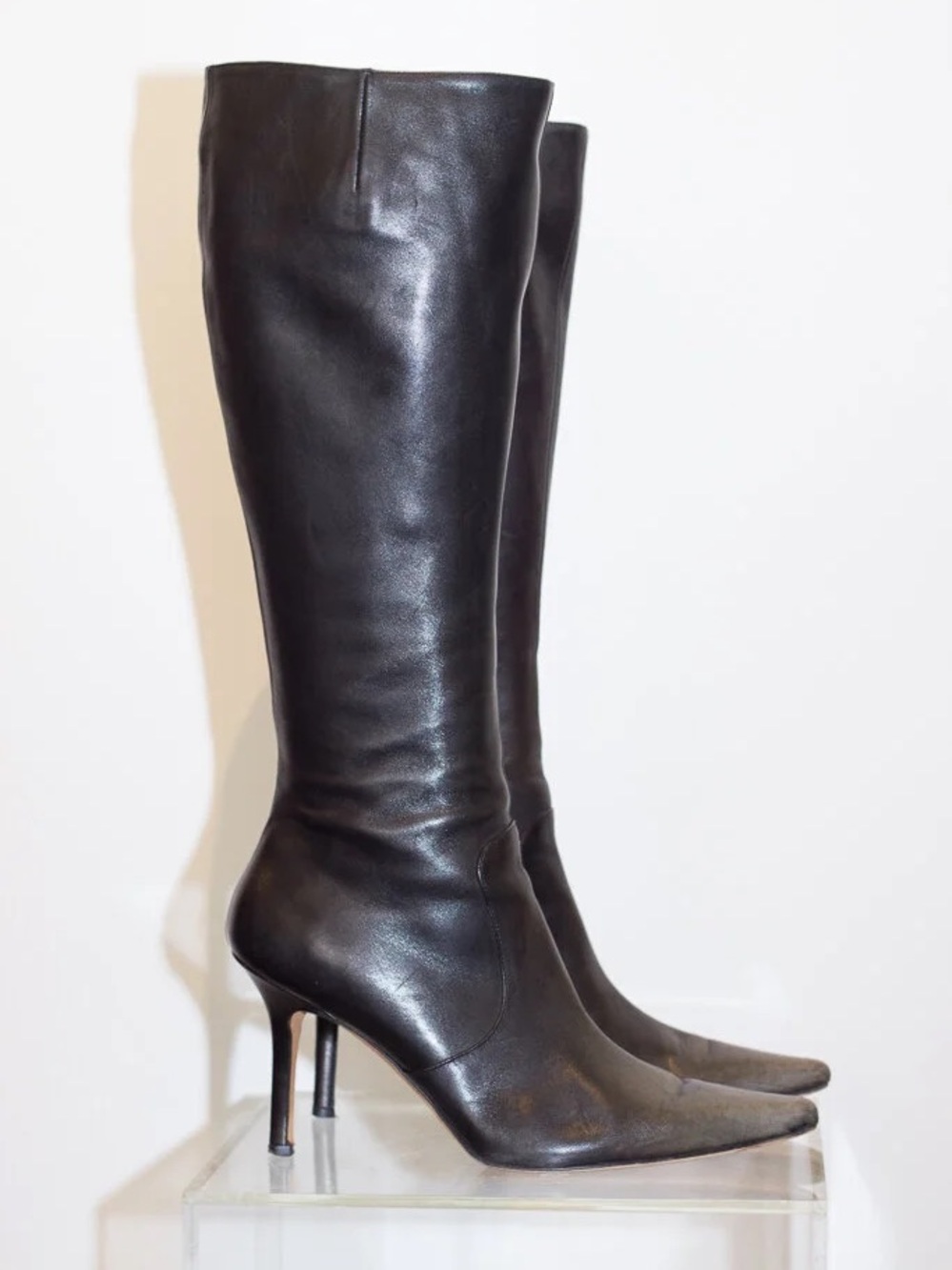 1990s Isaac Mizrahi Genuine Leather Butter Soft Pointed Stiletto Boots Size 10B